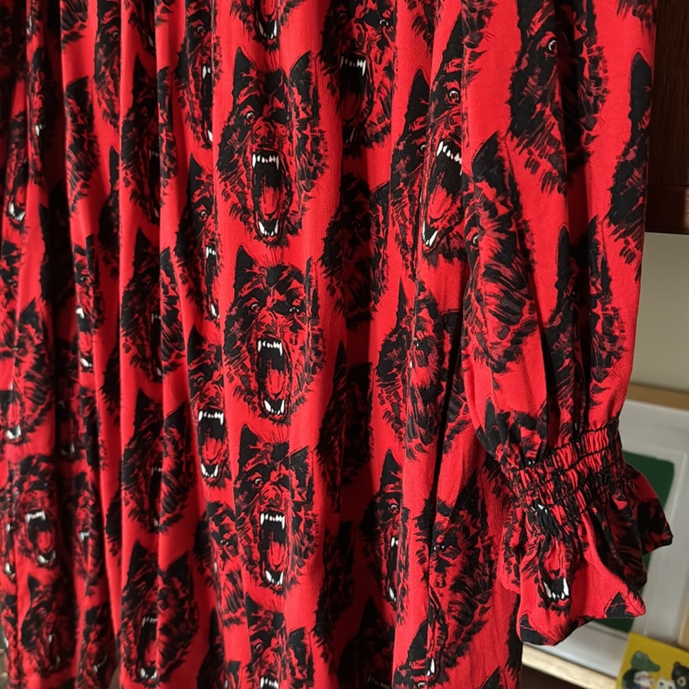 Nooworks Stevie Red and Black Wolverines Print Dress. Size Large. - Picture 5 of 10